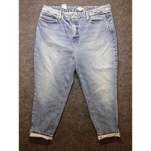 Good American Jeans The Weekender Cuff Relaxed Tapered Womens 18 Medium Wash